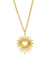 Herzanhänger Halskette in Gold mit Sonnenstrahlen – 18k vergoldet